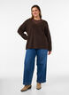 Knitted blouse with V-neck and raglan sleeves, Brown, Model image number 1