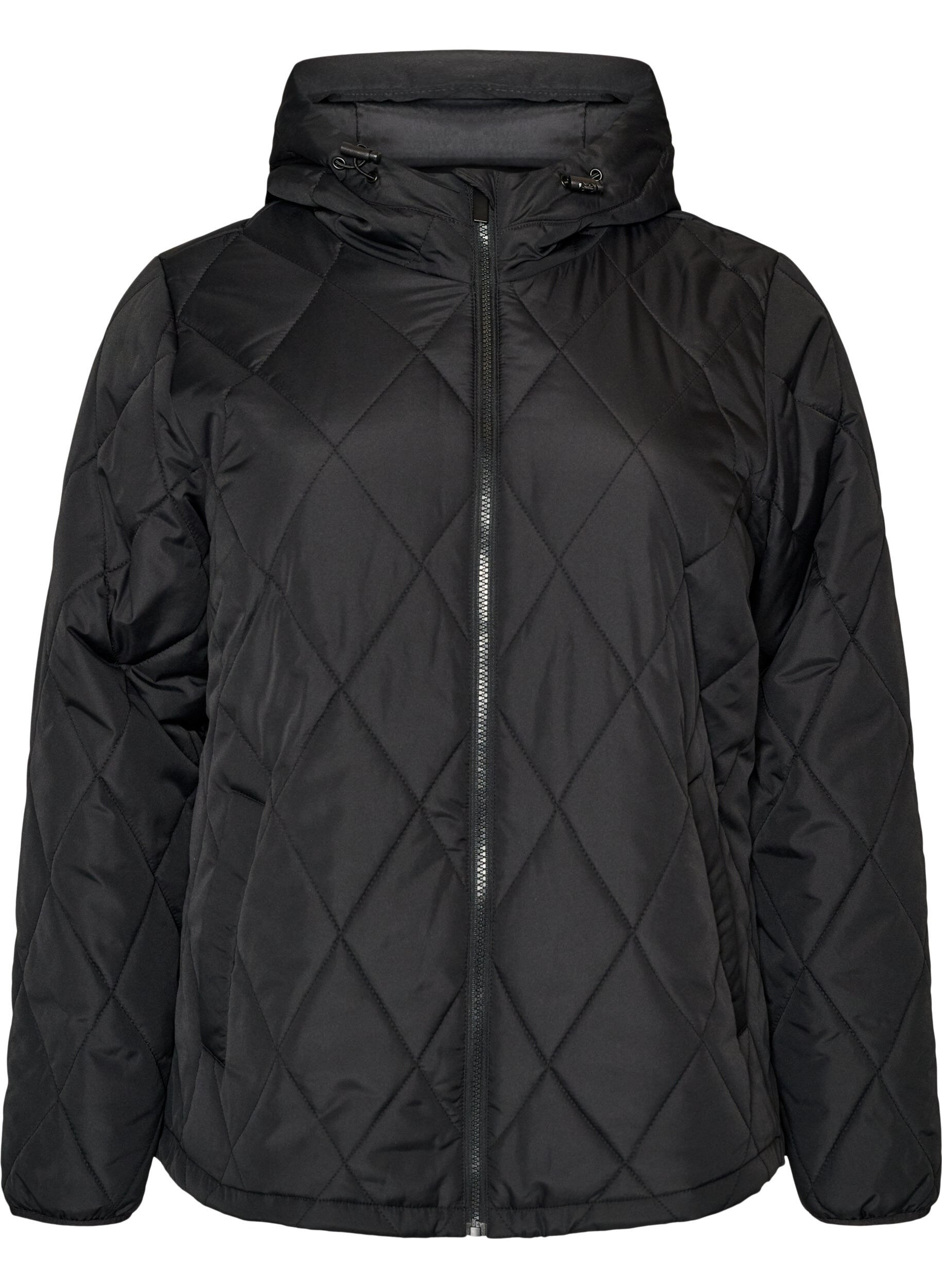 ZizzifashionLightly padded jacket with diamond quilt, Black, Packshot image number 0