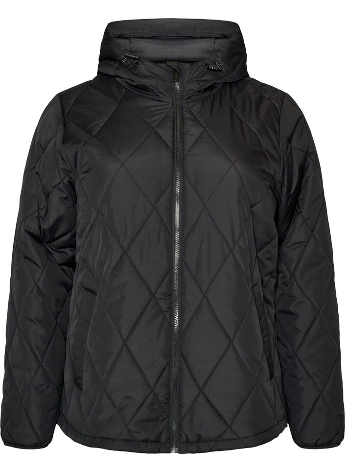 Lightly padded jacket with diamond quilt, Black, Packshot image number 0