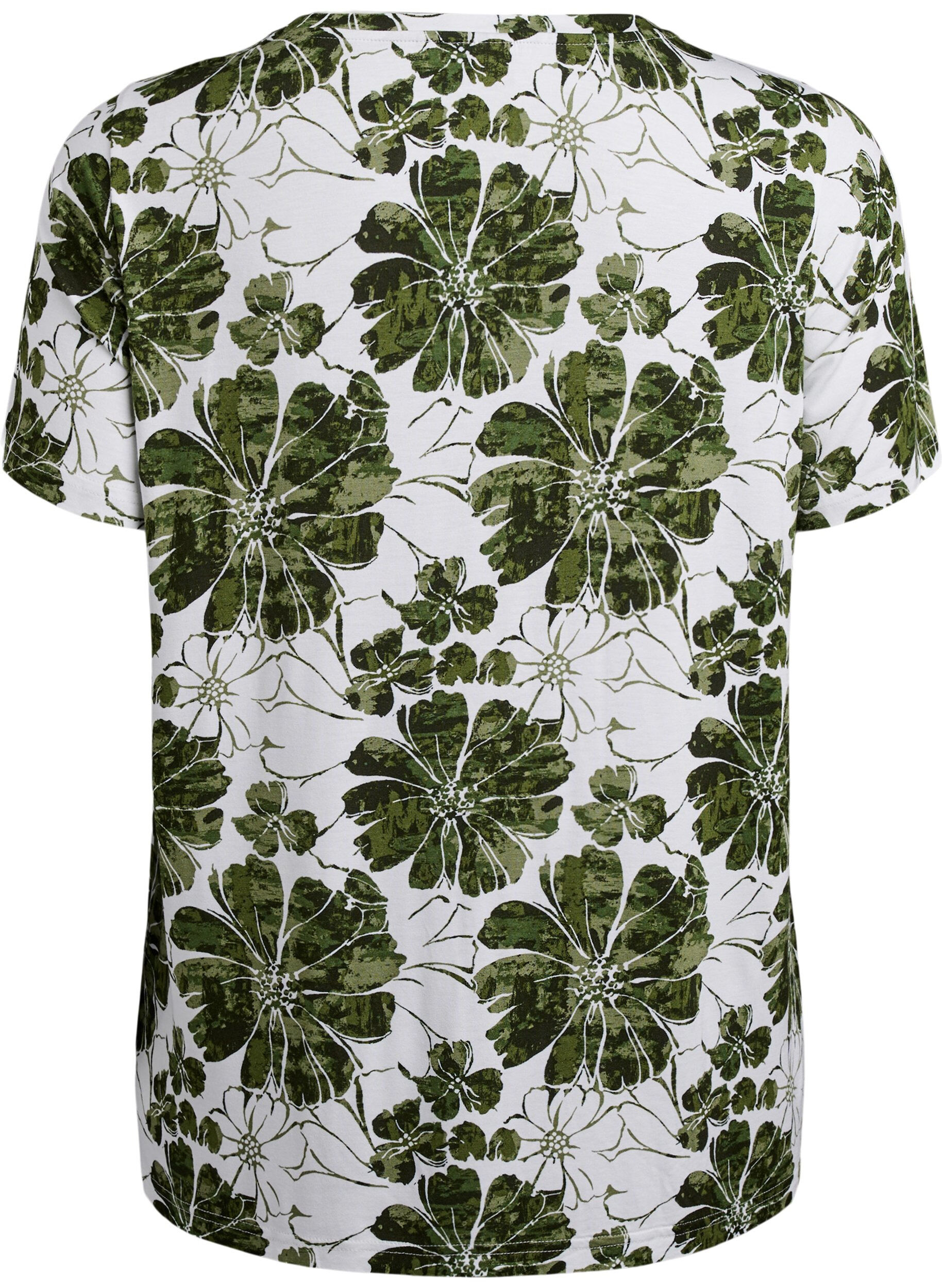 Zizzifashion T-shirt with floral print, Green, Packshot image number 1