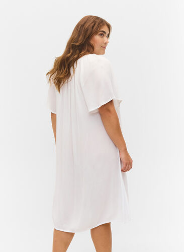 Short-sleeved viscose dress, Bright White, Model image number 1