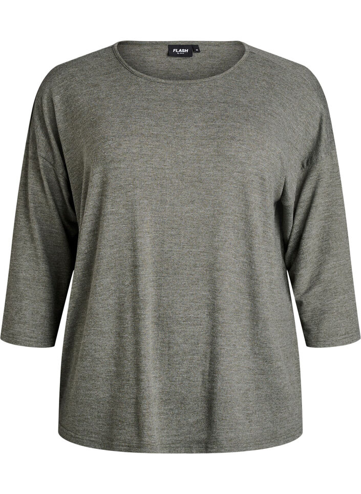 FLASH – Jersey blouse with 3/4 sleeves, Green, Packshot image number 0