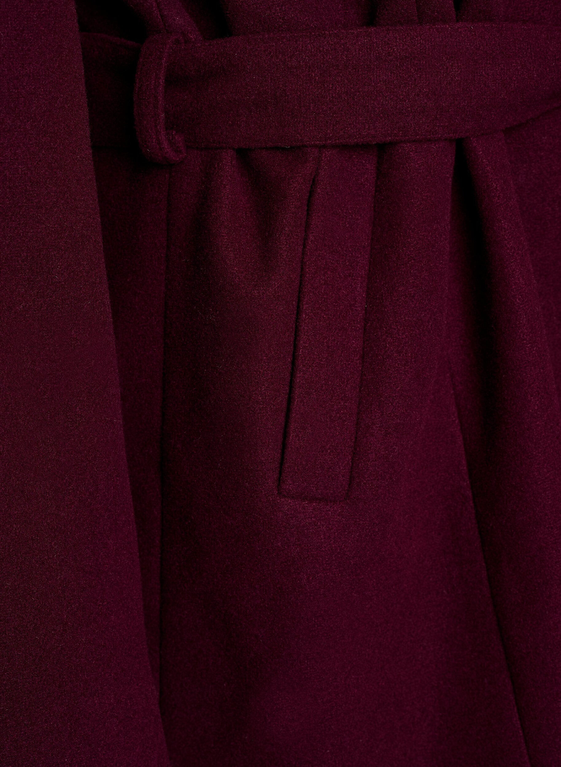 Zizzifashion Short coat with a belt, Dark Bordeaux, Packshot image number 3