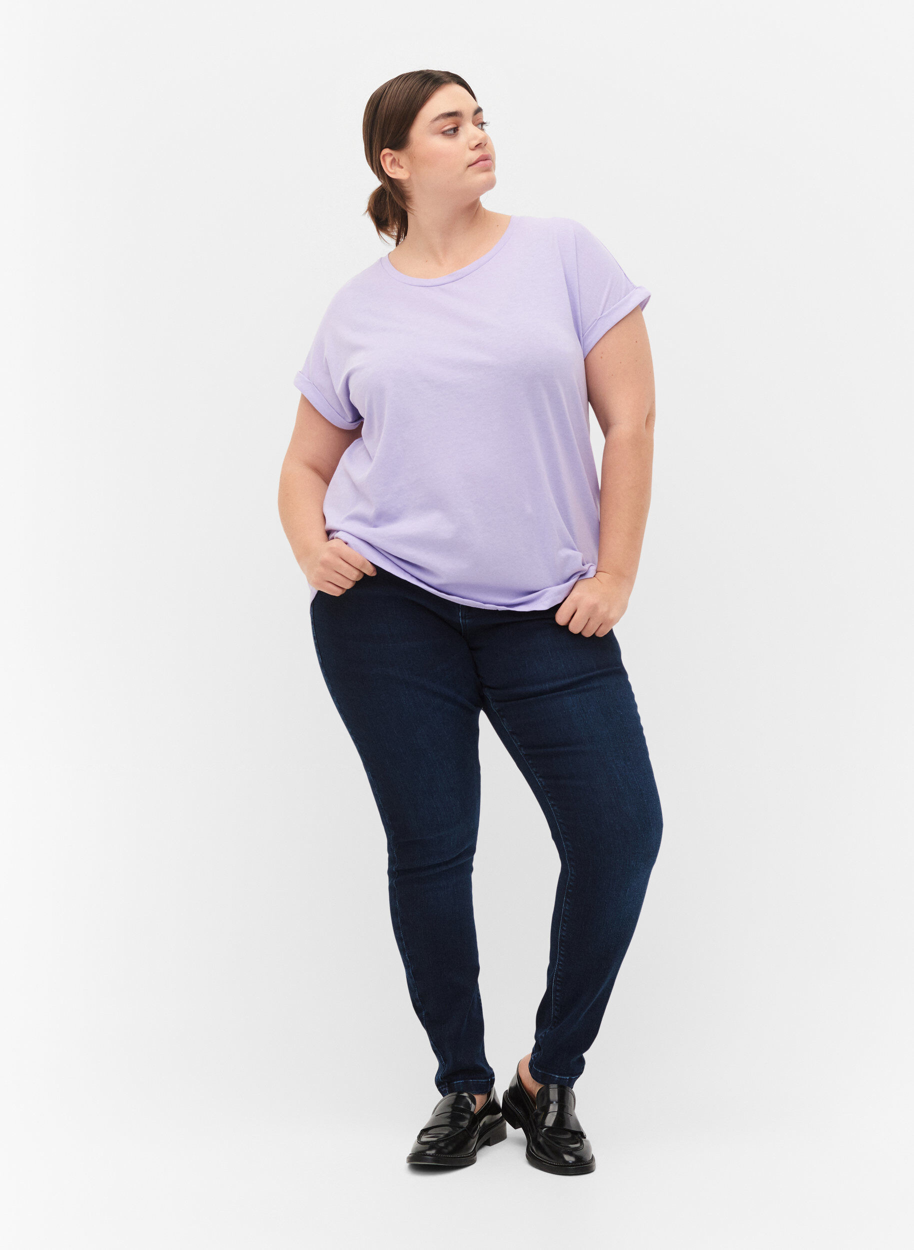 ZizzifashionShort sleeved cotton blend t-shirt, Purple, Model image number 1