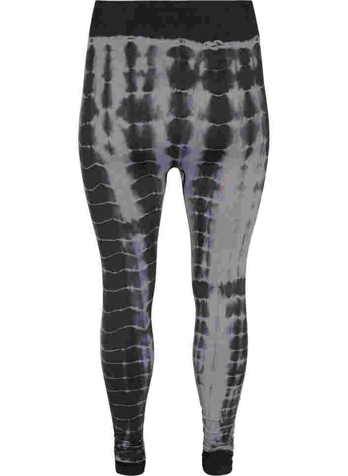 Seamless sports tights with tie-dye print, Black Tie Dye, Packshot image number 1