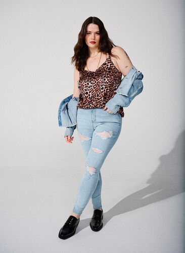 Leopard print top with chain strap, Leopard AOP, Image image number 0