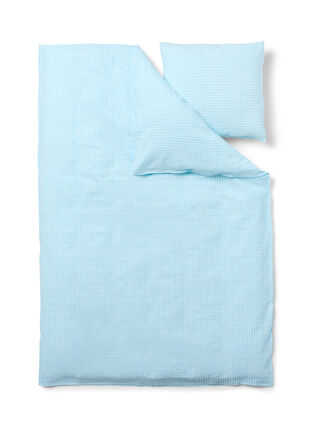 Cotton checkered bedding set, Blue/White Check, Packshot image number 1