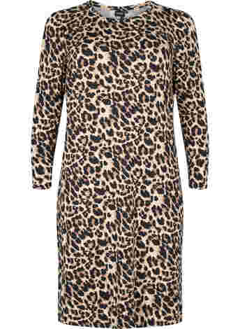 Long sleeve dress in leopard print