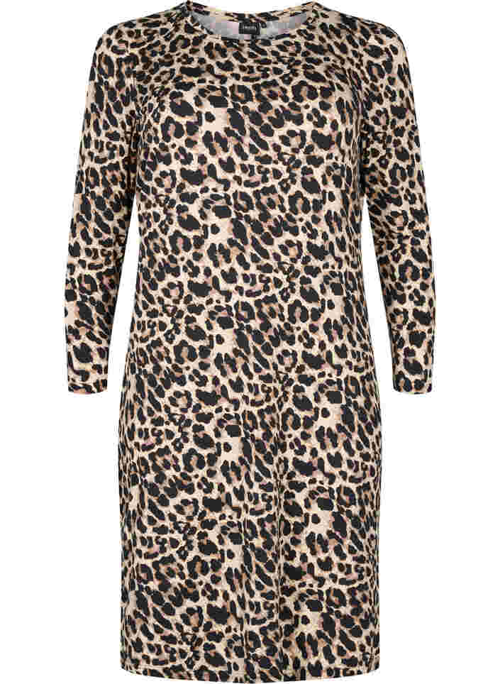 Long sleeve dress in leopard print, Leo, Packshot image number 0