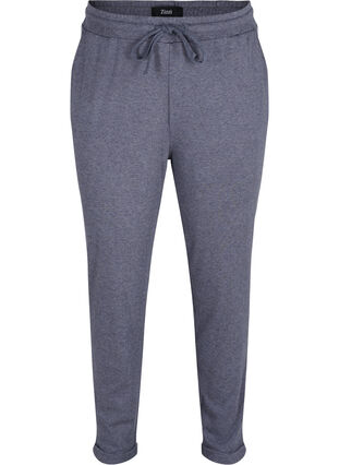 Marled trousers with drawstring and pockets, Night Sky Melange, Packshot image number 0