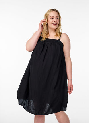 Short viscose dress with spaghetti straps - Black - Sz. 40-64 - Zizzifashion Short viscose dress with spaghetti straps - Black - Sz. 40-64 - Zizzifashion