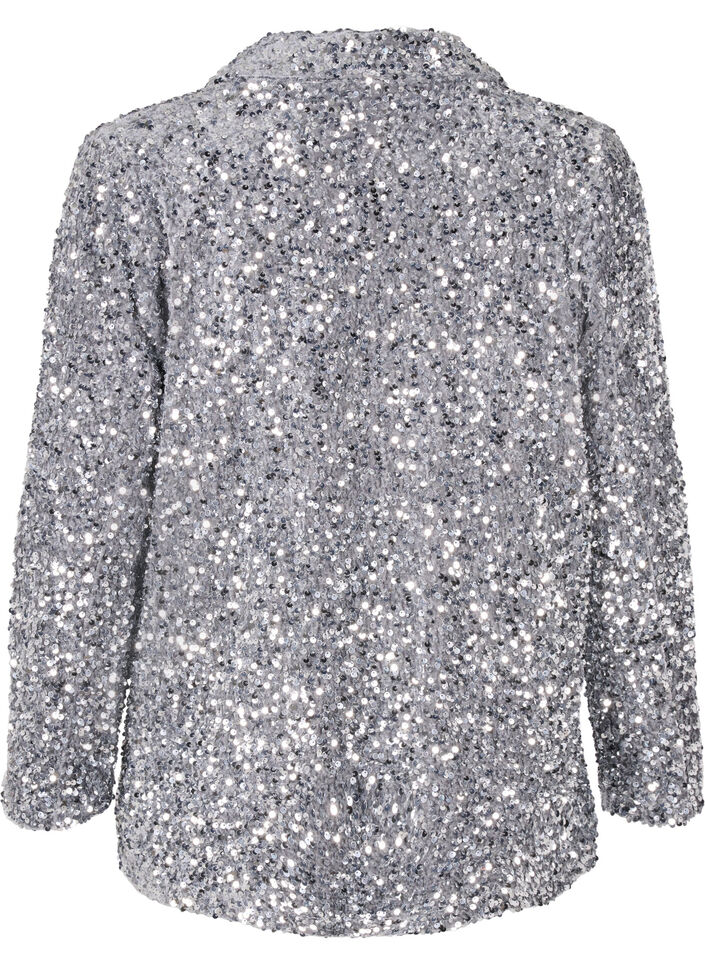 Sequin blazer with pockets, Silver, Packshot image number 1
