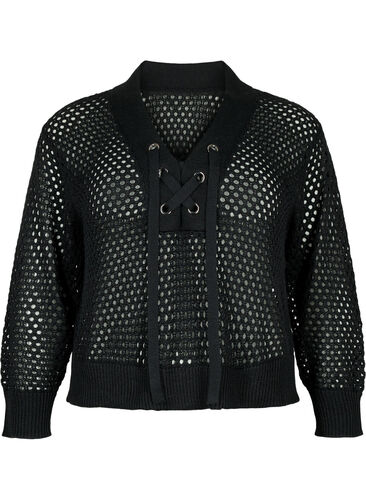 Pullover with pattern, Black, Packshot image number 0