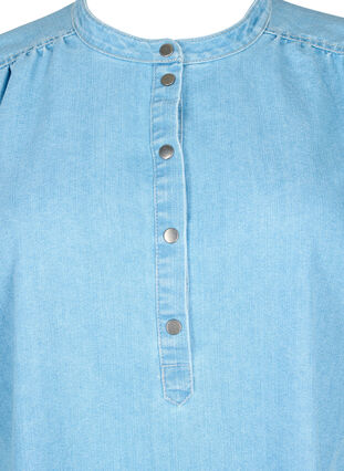 A-shape denim dress with short sleeves, Light blue denim, Packshot image number 2
