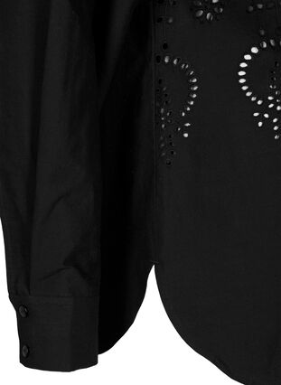 Cotton shirt with broderie anglaise, Black, Packshot image number 3