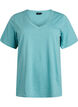 Short sleeve basic t-shirt with v-neck, Blue, Packshot image number 0