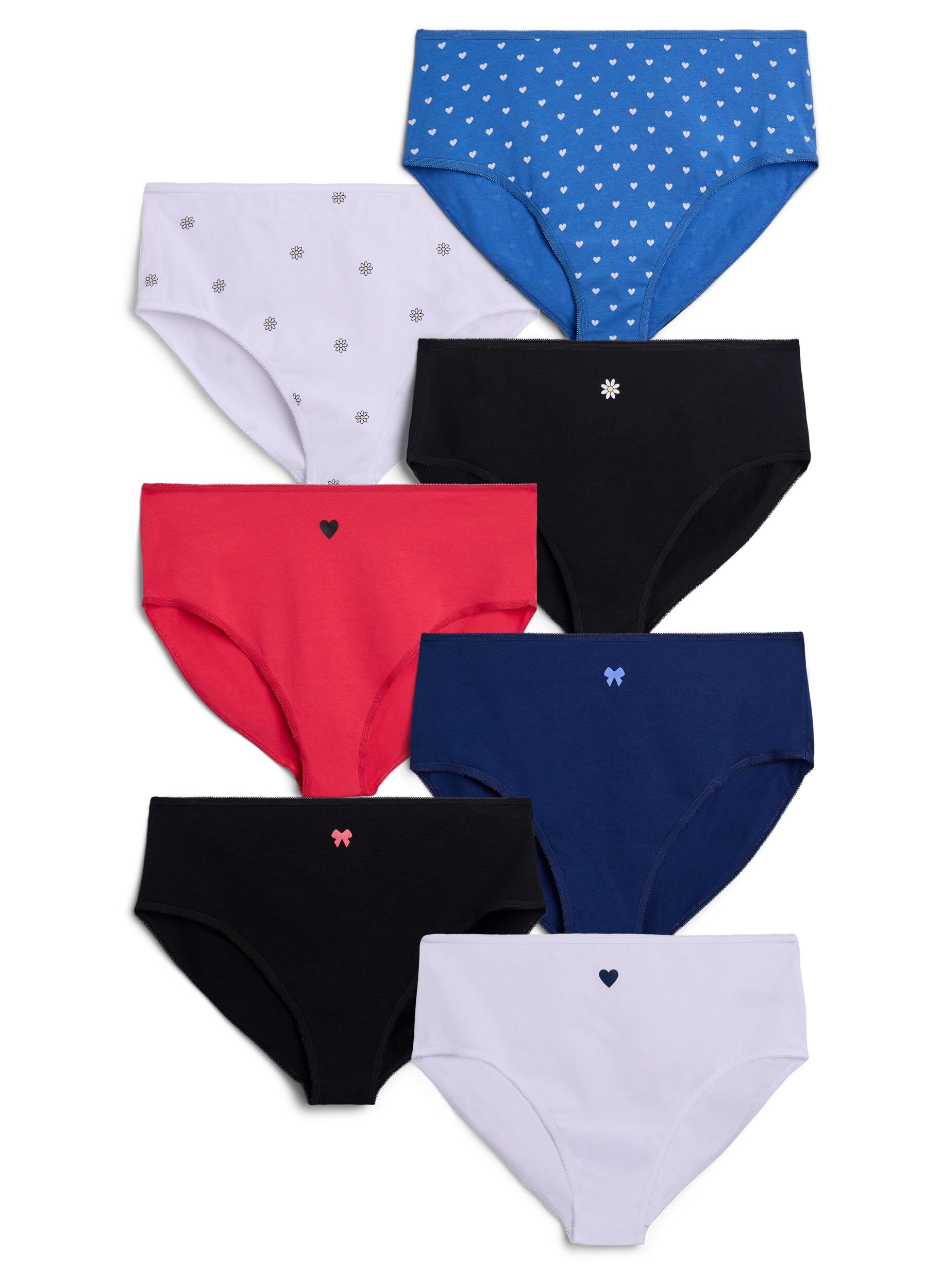 Zizzifashion7-pack of panties with a regular waist, Mixed colours, Packshot image number 0