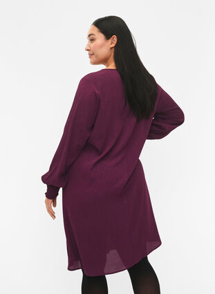 FLASH - Long sleeve dress with glitter, Purple w. Silver, Model image number 1