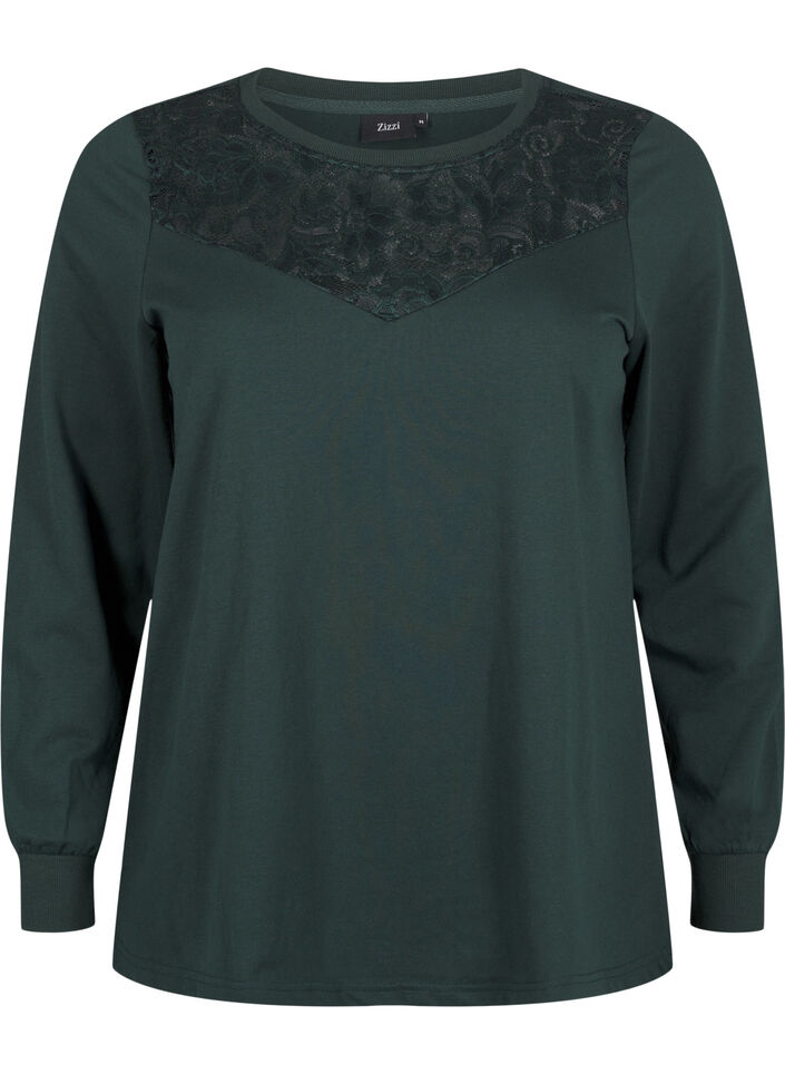 Sweatshirt with lace details, Scarab, Packshot image number 0