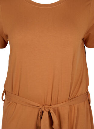 Short sleeve dress with waist belt, Pecan Brown, Packshot image number 2