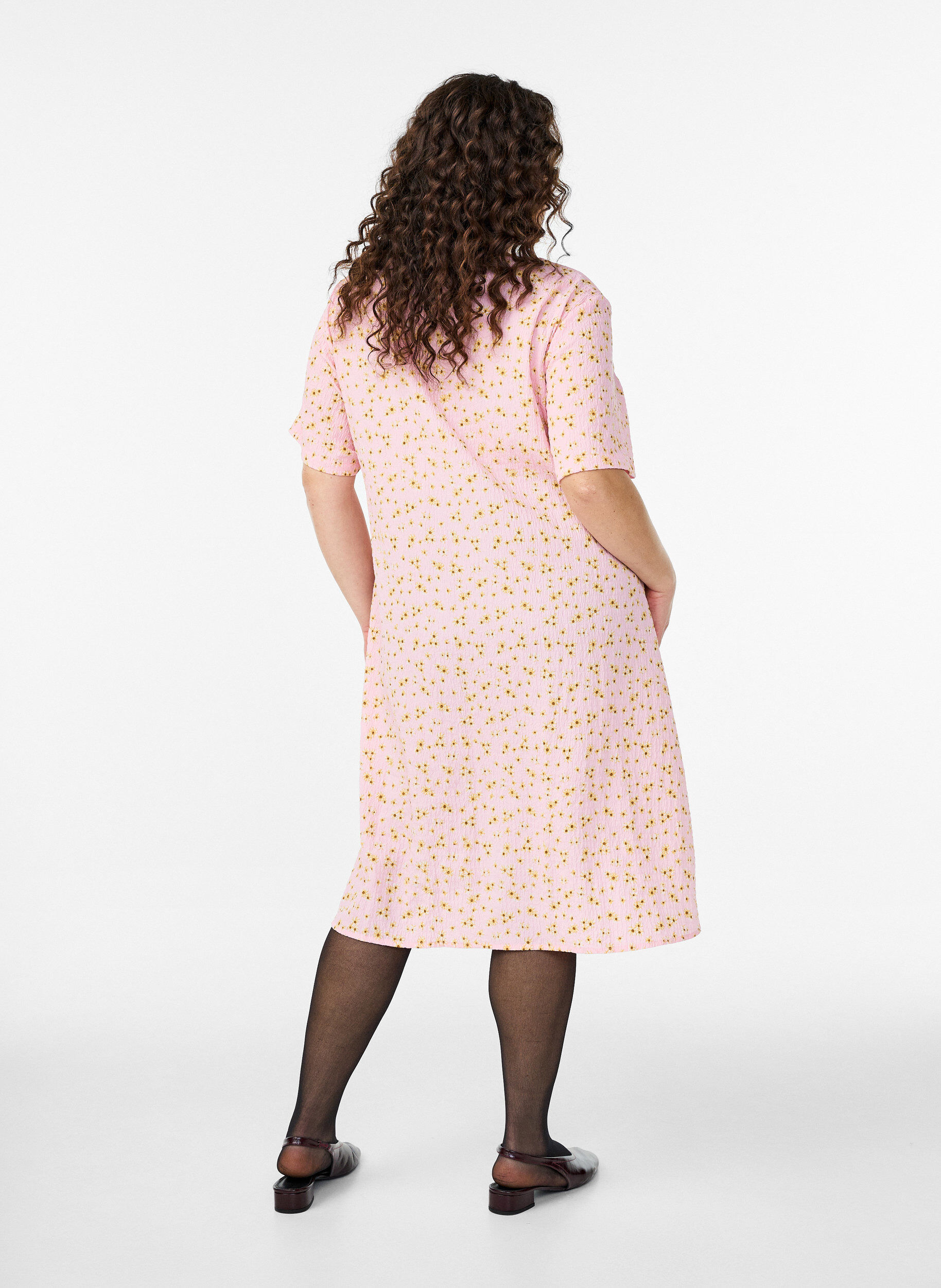 Zizzifashion FLASH - Short-sleeved dress with V-neck, Rose, Model image number 1