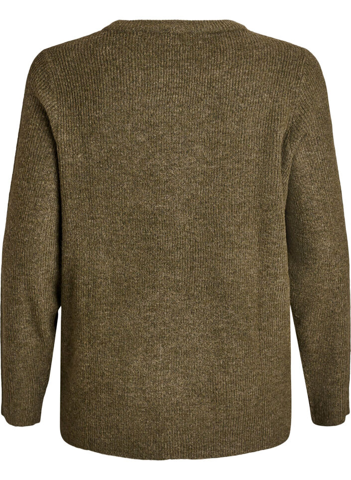 Melange knit blouse with round neck, Green, Packshot image number 1