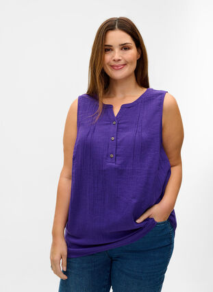Cotton top with buttons, Violet Indigo, Model image number 0