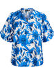 Blouse with floral print and short balloon sleeves, Vanilla, Packshot image number 0