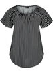 Striped viscose blouse with short sleeves, Black/ White Stripe, Packshot image number 0