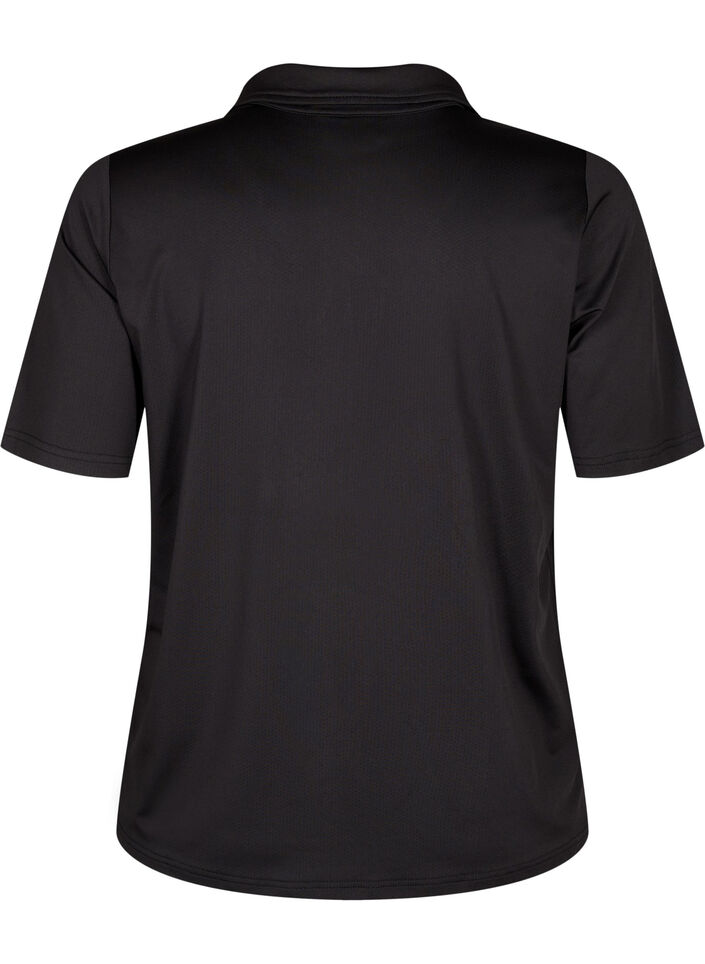 Polo T-shirt with v-neck, Black, Packshot image number 1