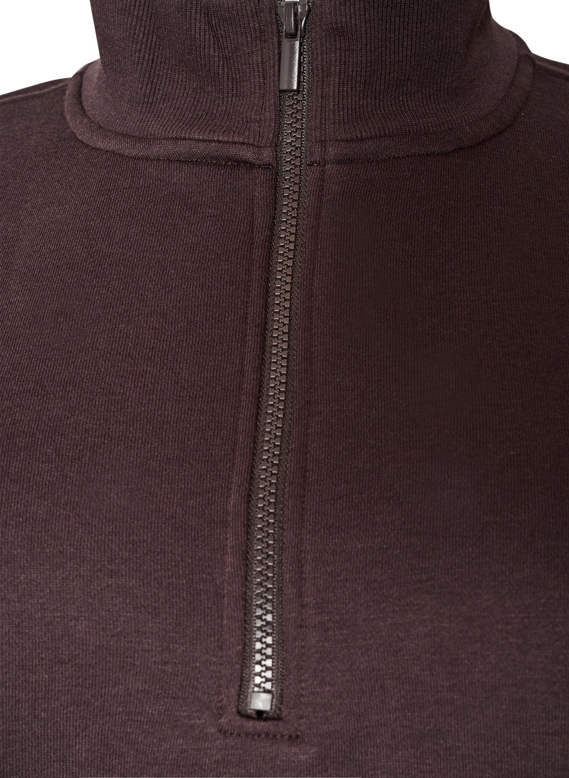 ZizzifashionSweatshirt dress with a high ribbed collar and zip, Brown, Packshot image number 2