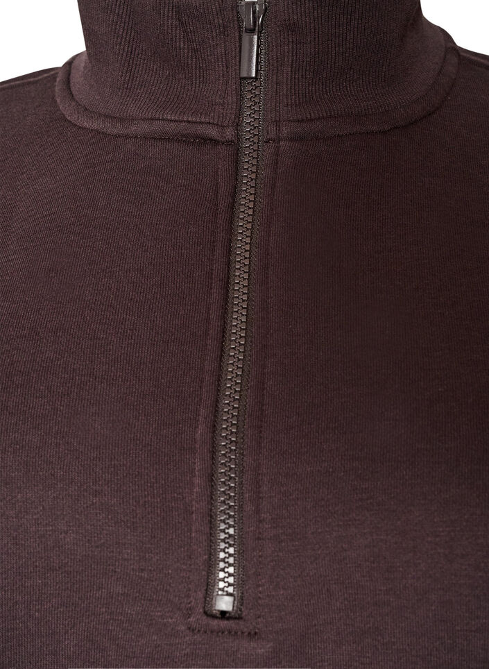 Sweatshirt dress with a high ribbed collar and zip, Brown, Packshot image number 2