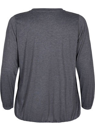 Melange top with long sleeves and v cutting, Dark Grey Melange, Packshot image number 1