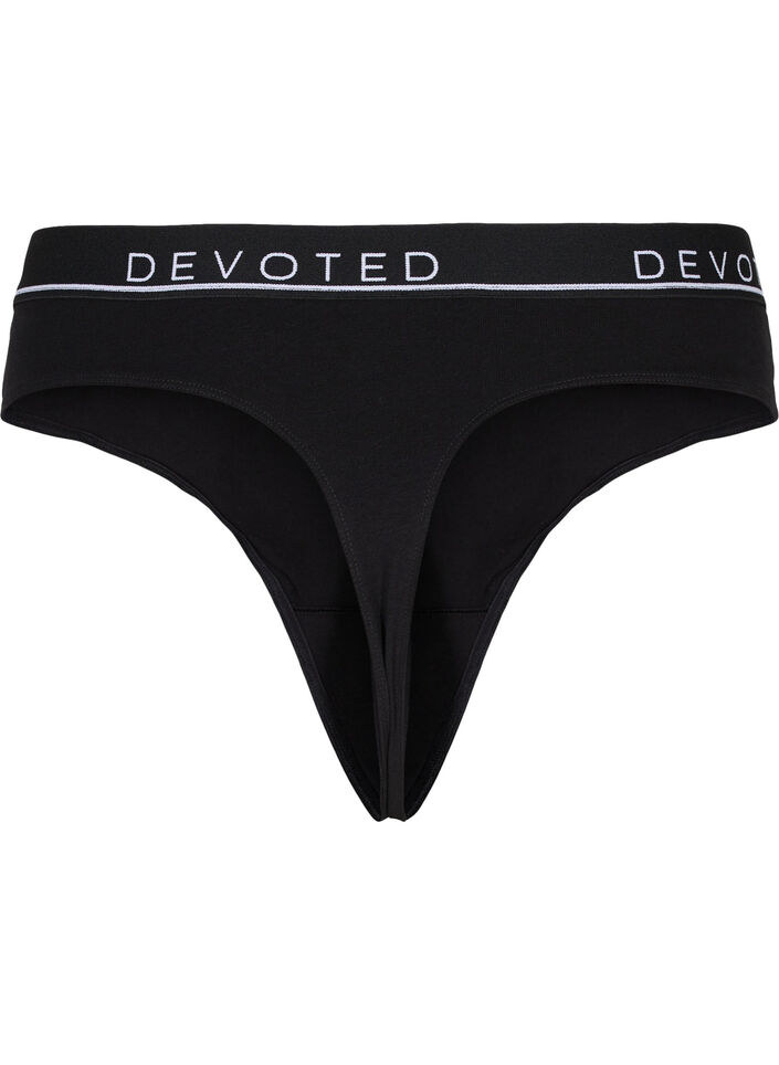 Cotton g-string with a regular waist, Black, Packshot image number 1