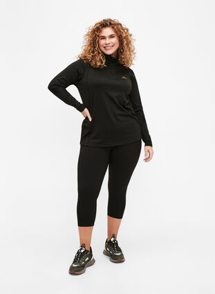 Baselayer blouse with pockets and mesh, Black, Model image number 3