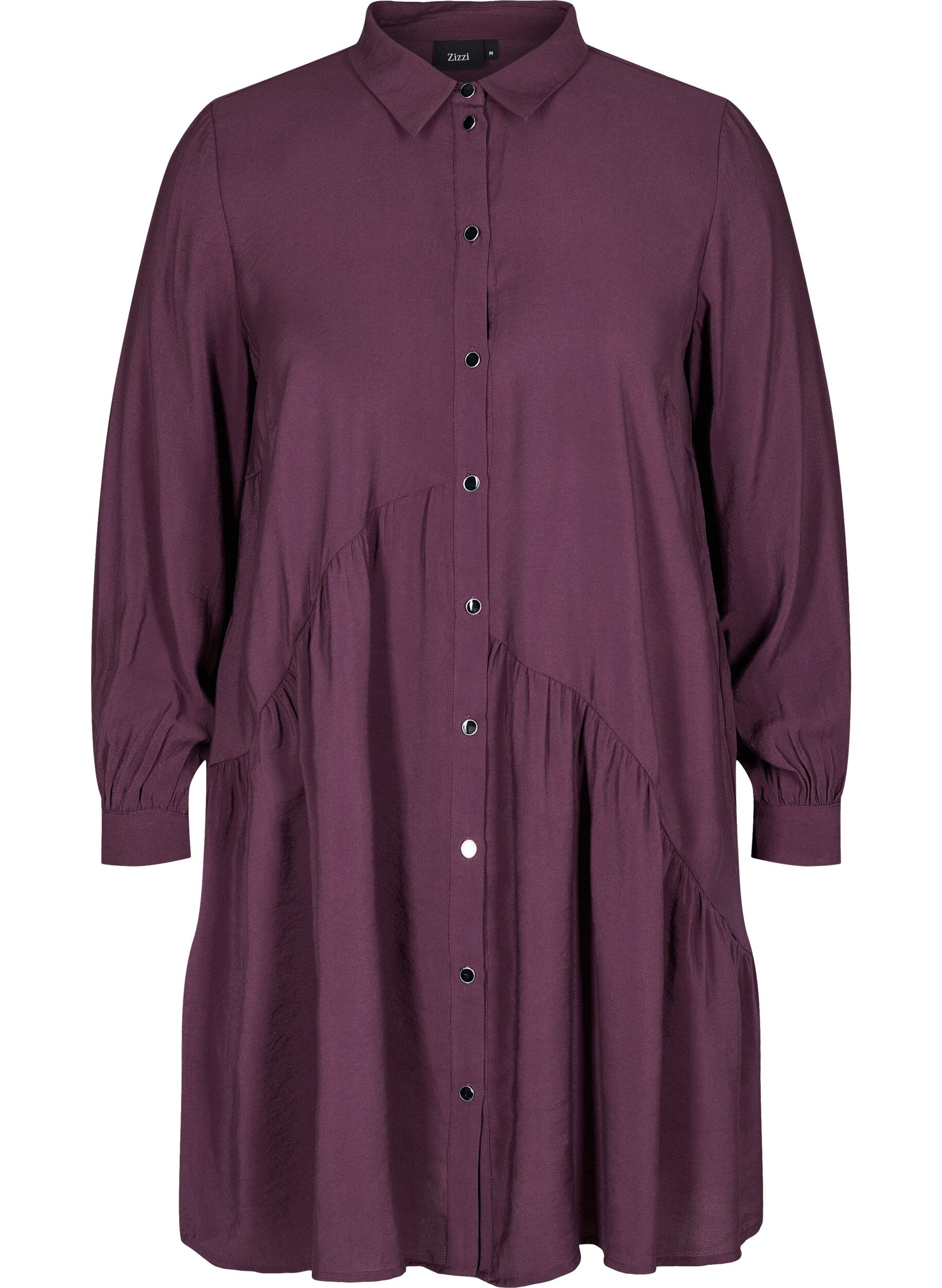 Zizzifashion Solid-coloured, A-line shirt dress, Plum Perfect, Packshot image number 0