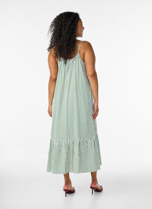 Summer dress with stripes and A-line shape - Green - Sz. M - Zizzifashion Summer dress with stripes and A-line shape - Green - Sz. M - Zizzifashion