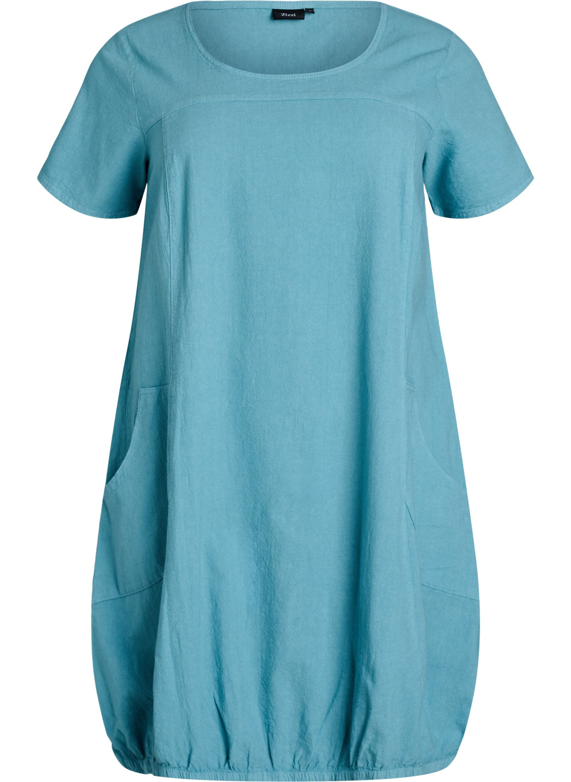 Zizzifashion Short-sleeved cotton dress, Light Blue, Packshot image number 0