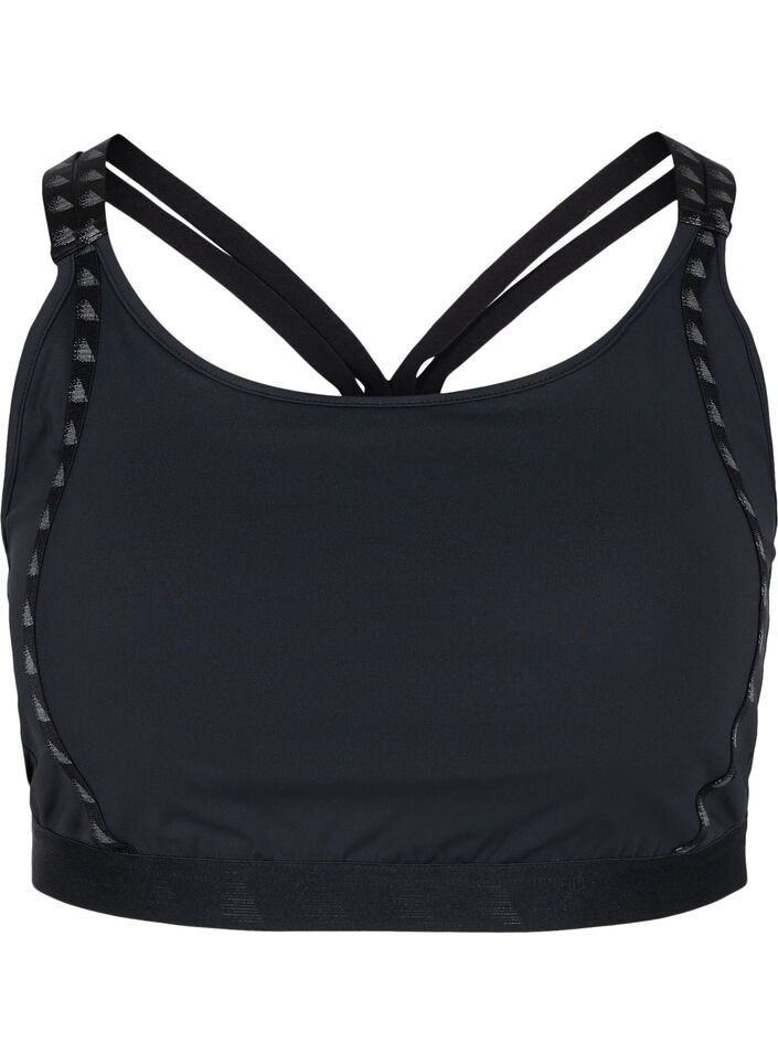 Sports bra with mesh back, Black, Packshot image number 0