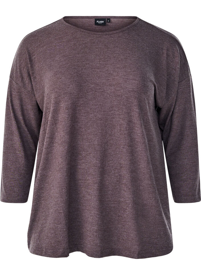 Jersey blouse with 3/4 sleeves, Brown, Packshot image number 0