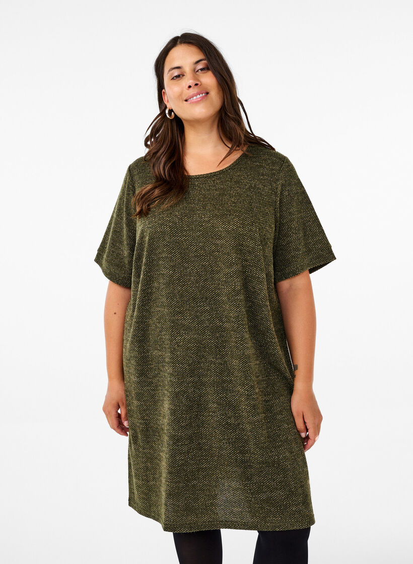 T-shirt dress with short sleeves, Winter Moss, Model image number 0
