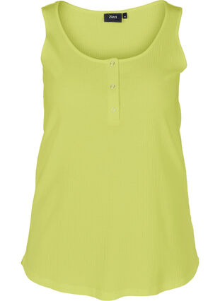 Top with a round neck in ribbed fabric, Wild Lime, Packshot image number 0