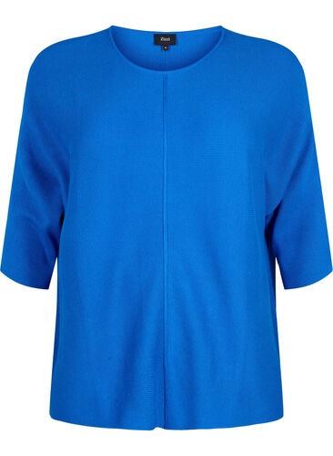 Knitted blouse with 3/4 sleeves, Princess Blue, Packshot image number 0