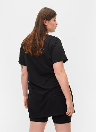 Long cotton t-shirt with short sleeves, Black Tiger w. Foil, Model image number 0