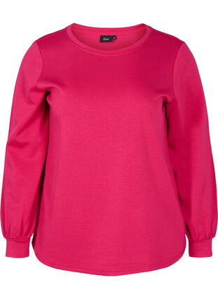 Sweatshirt with a round neckline and long sleeves, Cerise, Packshot image number 0
