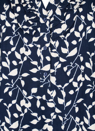 3/4 sleeve cotton Blouse with print, Navy Blazer Leaf, Packshot image number 2