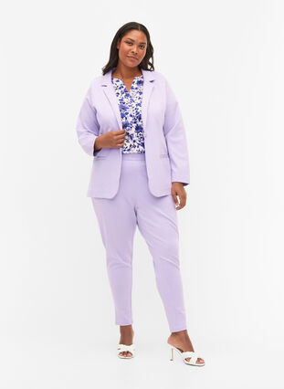 Simple blazer with button, Purple Rose, Model image number 2