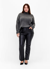 Coated Ellen jeans with bootcut, Black, Model