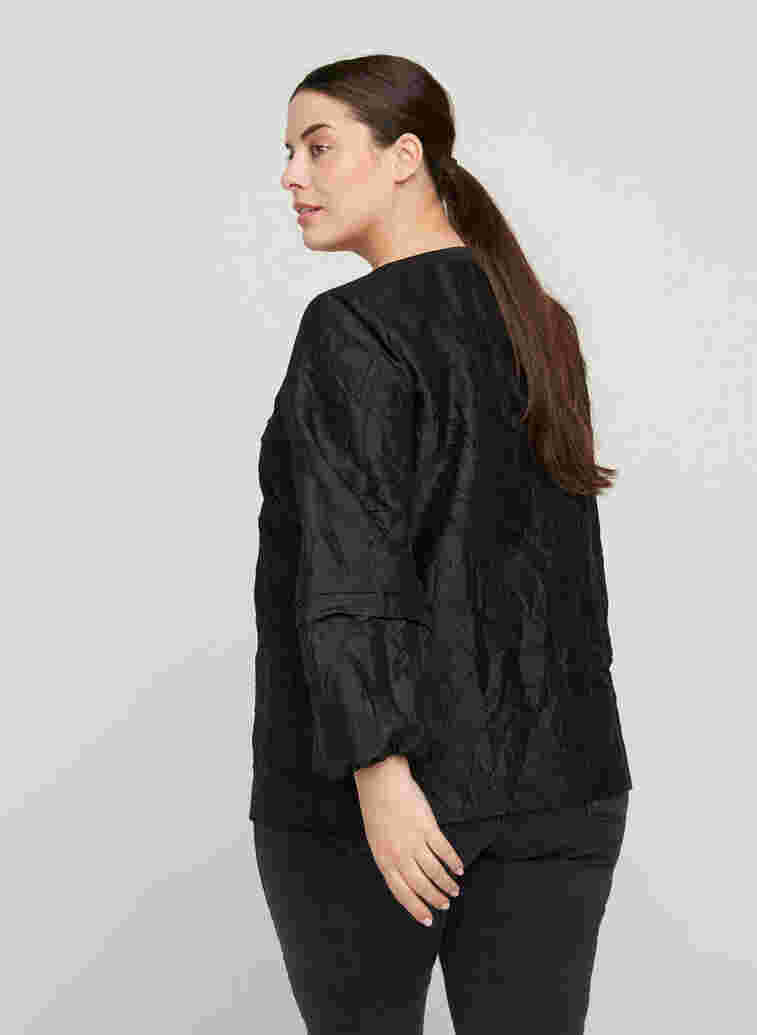 Textured jacket with v-neck, Black, Model image number 1