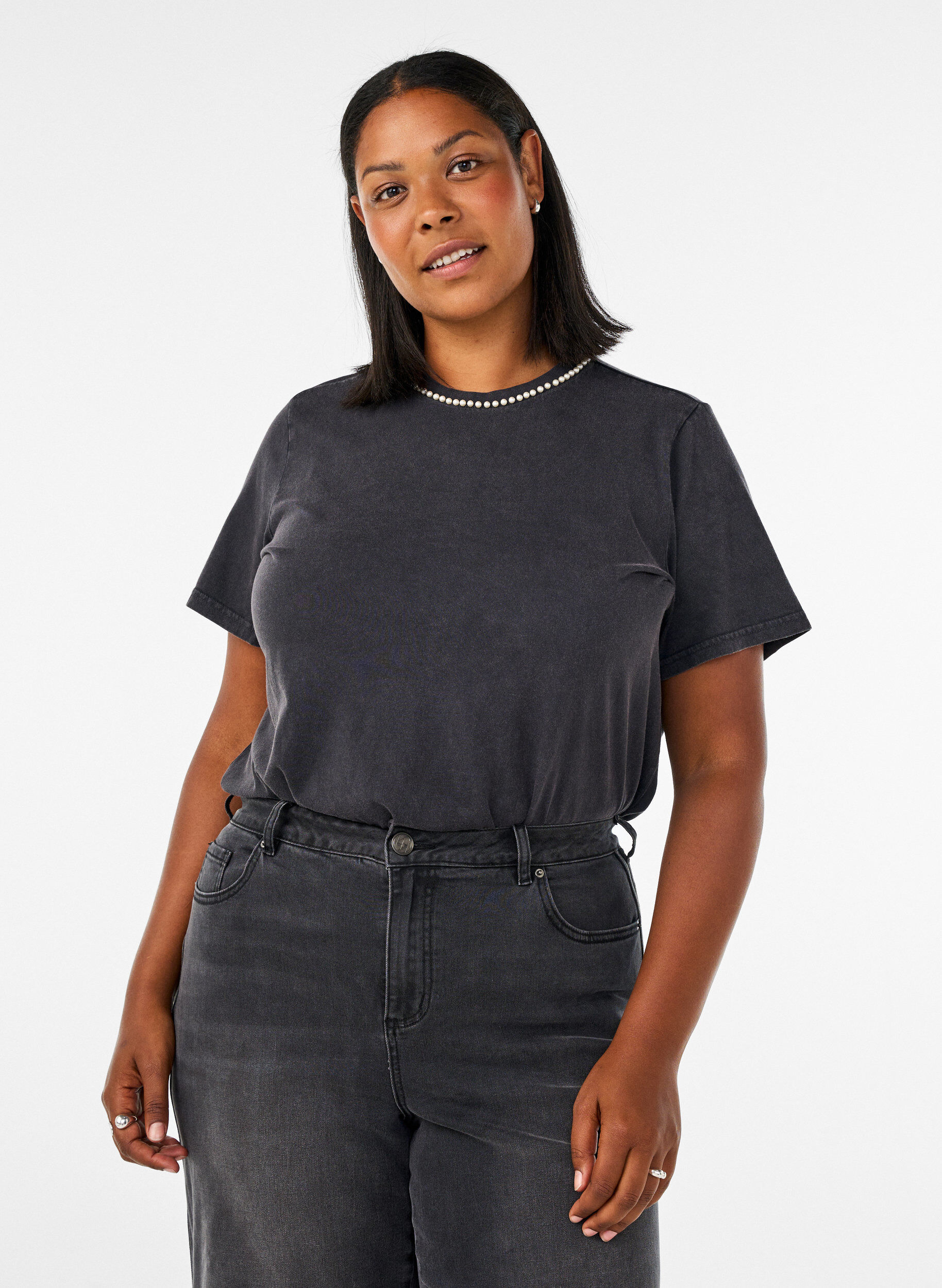 Organic cotton graphic T-shirt - Grey - Sz. L - Zizzifashion